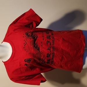 Great wall of China art red xl tshirt